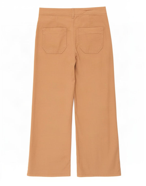 Zara Womens Cropped Bukser med brede ben EU 38 Small W28 L25 Beige Bomuld