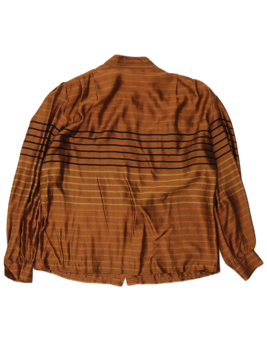 Vintage dameskjorte bluse UK 14 Stor brun stribet