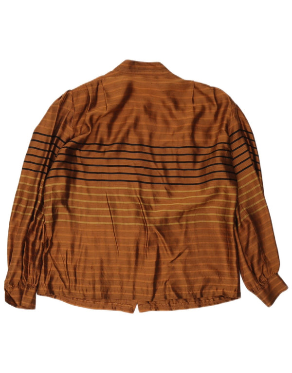 Vintage dameskjorte bluse UK 14 Stor brun stribet
