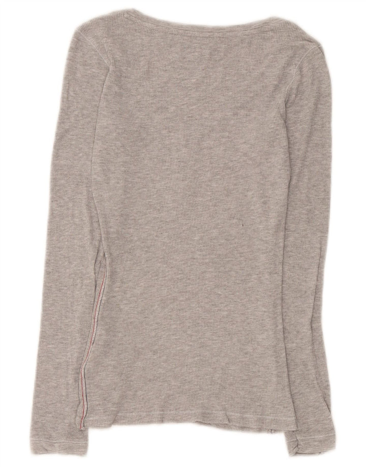 Tommy Hilfiger Dame Top Langærmet UK 8 Lille Grå Viscose