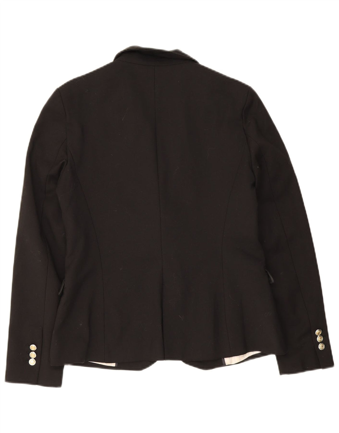 ZARA Dame 1 Knap Blazer Jakke UK 12 Medium Sort Bomuld