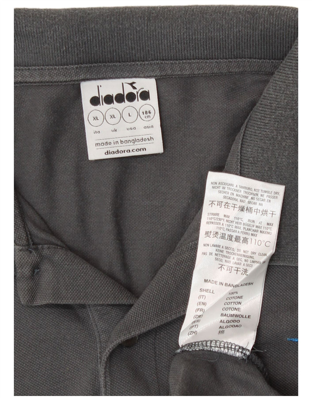 Diadora herre poloshirt XL grå bomuld