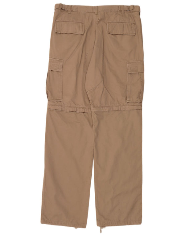 Vintage Mens Straight Cargo Trousers W34 L34 Beige Cotton