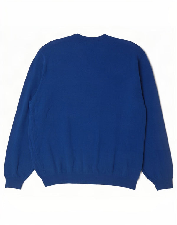 Benetton Herre V-hals sweater 2XL Blå Merinould