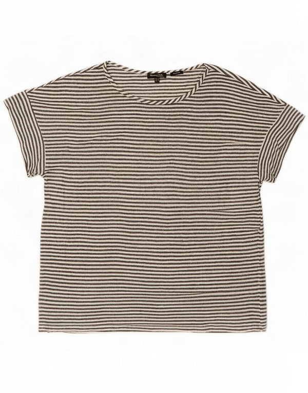 Massimo Dutti Dame Oversized T-Shirt Top UK 14 Medium Grey Pinstripe