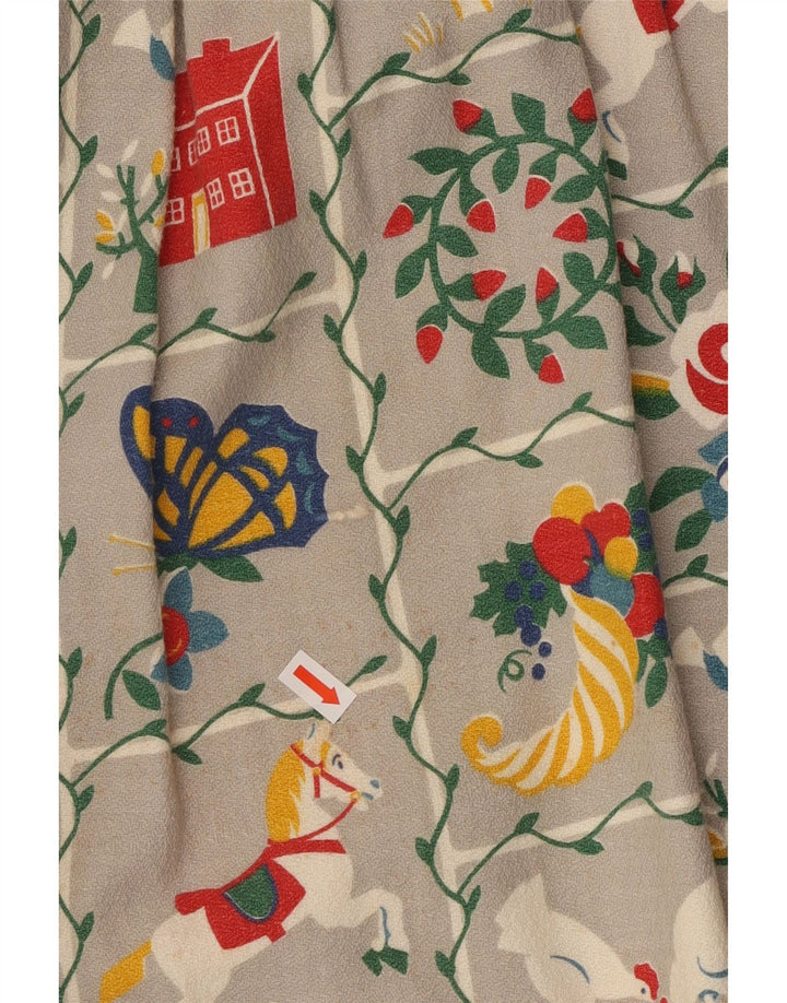 VINTAGE Graphic Shift-kjole til kvinder UK 16 Large Grey Floral