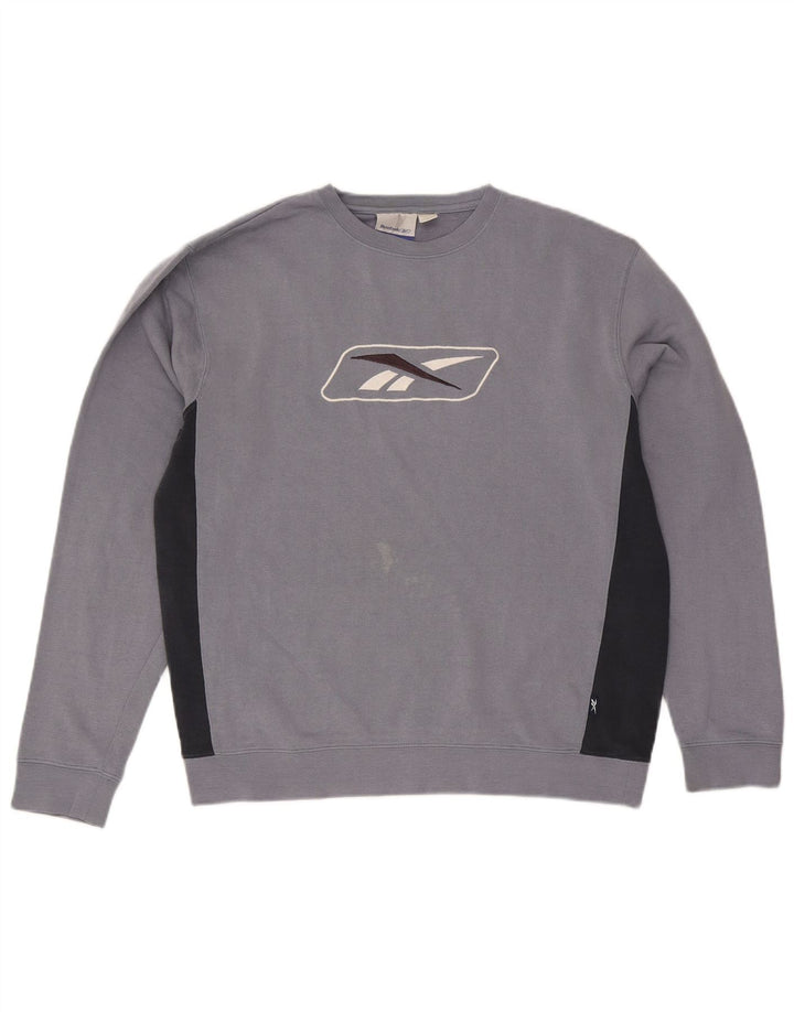 Reebok Herre grafisk sweatshirt Jumper Medium Blue Colourblock