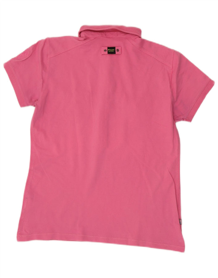 BLAUER Womens Polo Shirt UK 14 Medium Pink Cotton Vintage Blauer and Second-Hand Blauer from Messina Hembry 