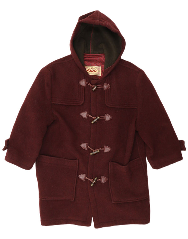 Lynlås Herre Hooded Duffle Coat IT 38 Medium Burgundy Wool