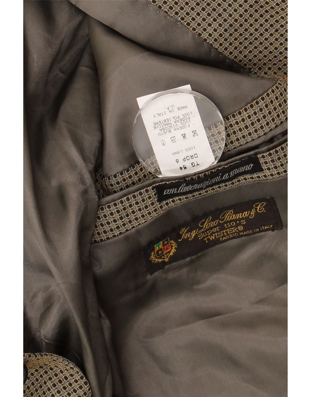Ing Loro Piona & Co. Herre 2-knaps blazerjakke IT 54 2XL Khaki Spotted