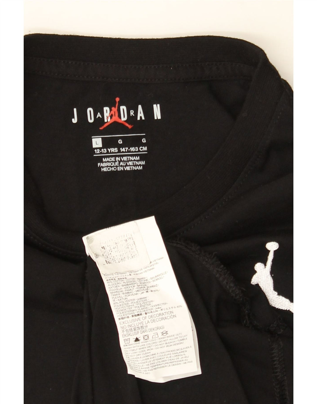 JORDAN Boys T-Shirt Top 12-13 Years Large Black Cotton Vintage Jordan and Second-Hand Jordan from Messina Hembry 