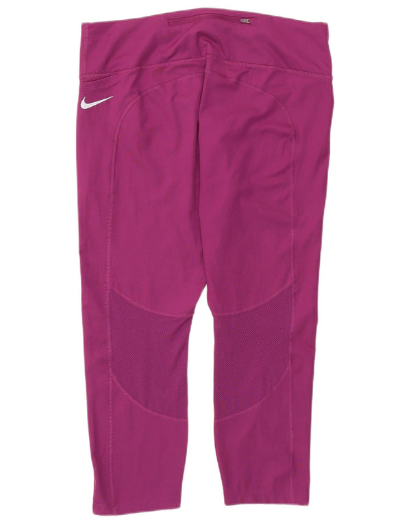 Nike Dame Dri Fit Capri Leggings UK 18 XL Lilla Polyester