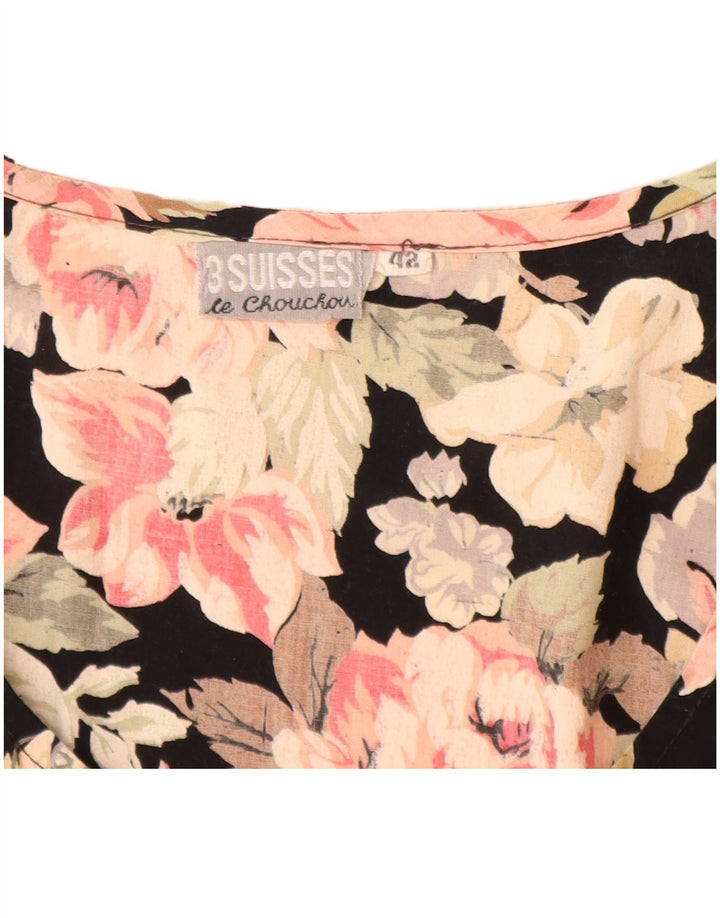 Vintage Dame Ærmeløs Playsuit IT 42 Medium Black Floral
