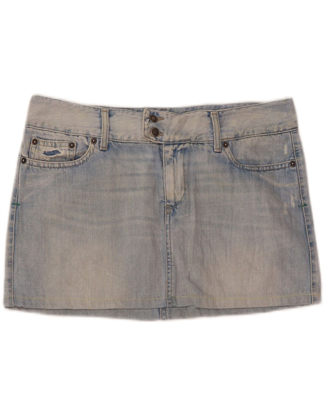 Benetton Dame Denim Mini Nederdel IT 46 Stor W35 Blå Bomuld