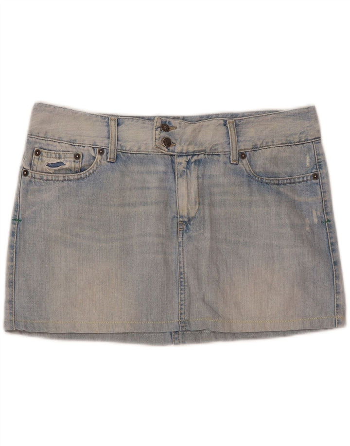Benetton Dame Denim Mini Nederdel IT 46 Stor W35 Blå Bomuld
