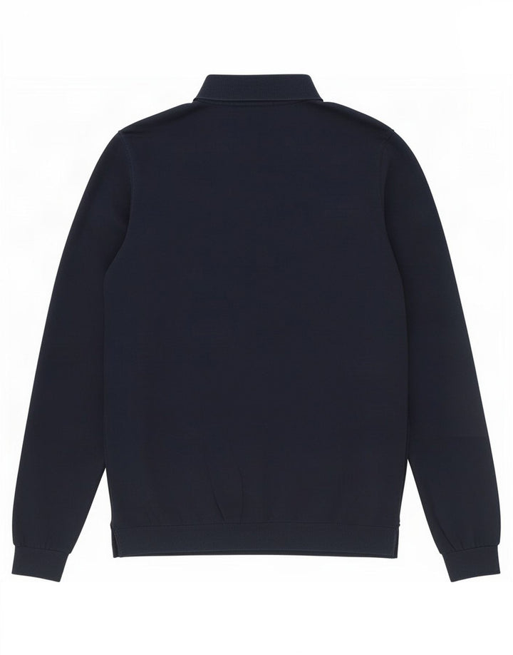 Massimo Dutti Herre Polo Neck Jumper Sweater Lille Marineblå Bomuld