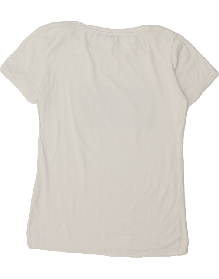 LIU JO Womens Graphic T-Shirt Top UK 12 Medium White Vintage Liu Jo and Second-Hand Liu Jo from Messina Hembry 