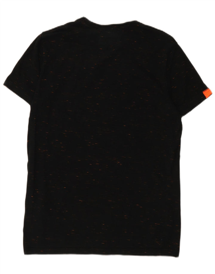 Superdry T-shirt top til mænd, medium sort flækket bomuld