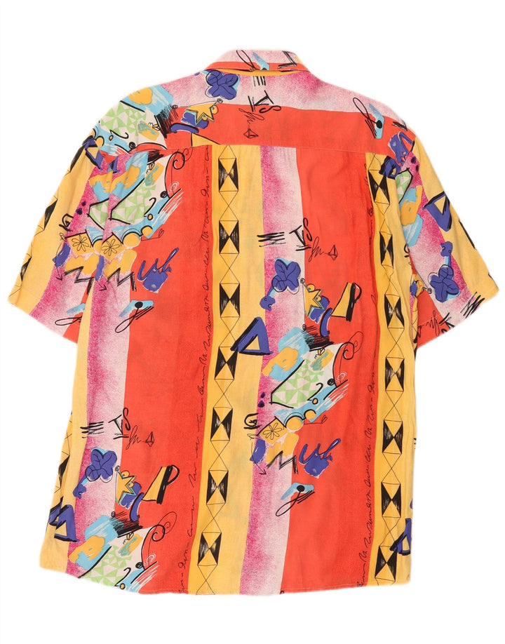 Vintage herre abstrakt mønster skjorte størrelse 40 Medium Flerfarvet