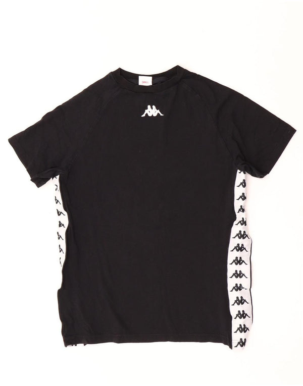 Kappa Dame Grafisk T-Shirt Top UK 10 Small Black Colourblock Bomuld