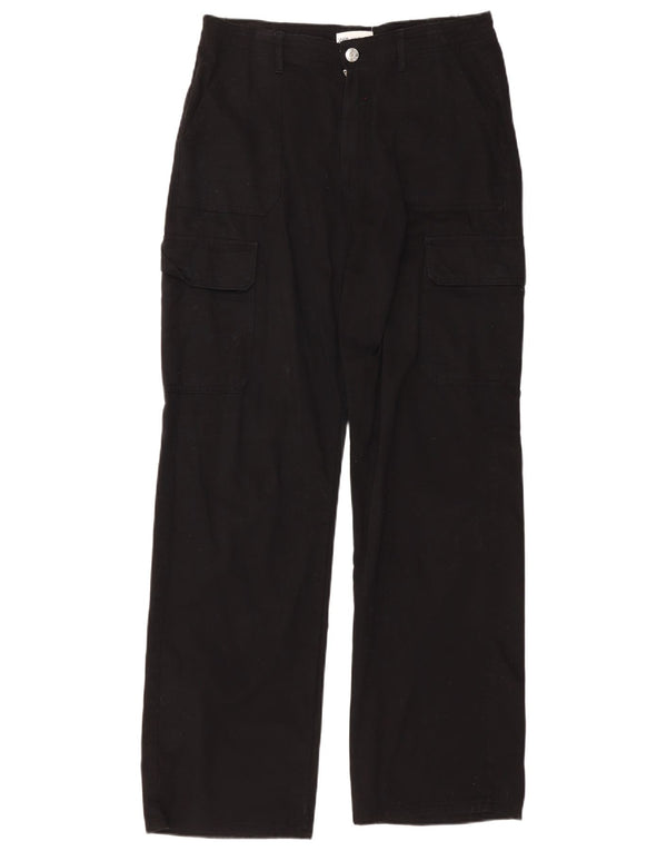 Zara Dame Straight Cargo Bukser EU 40 Medium W30 L33 Sort Bomuld