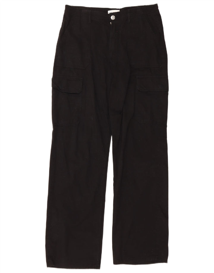 Zara Dame Straight Cargo Bukser EU 40 Medium W30 L33 Sort Bomuld