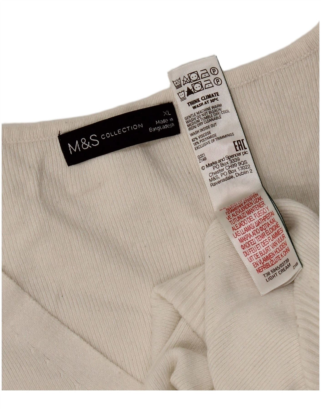 Marks & Spencer Dame Flæsevest Tank Top UK 18 XL Hvid Viscose