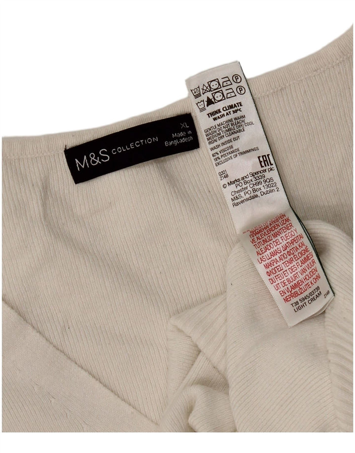 Marks & Spencer Dame Flæsevest Tank Top UK 18 XL Hvid Viscose