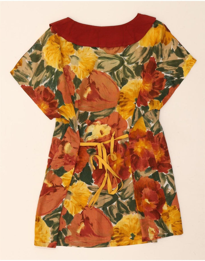 Vintage Dame A-Line Kjole UK 14 Medium Multicolored Floral