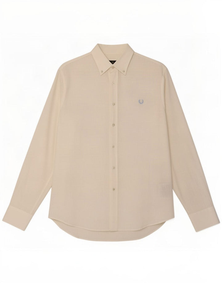 Fred Perry Herre Slim Fit skjorte XL hvid bomuld