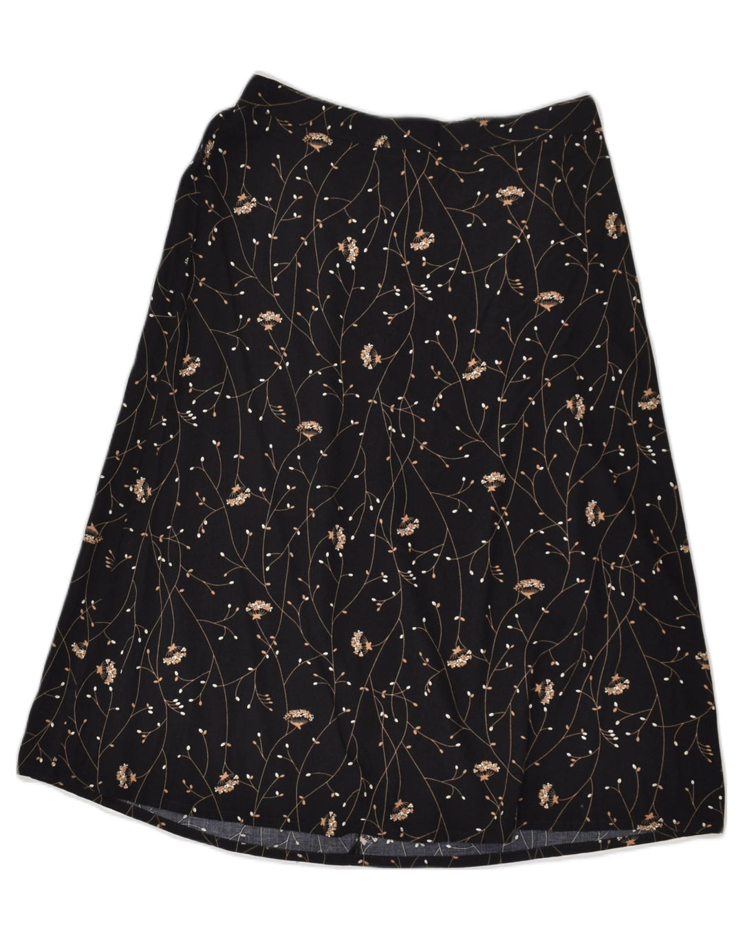 SAG HARBOR Womens A-Line Skirt UK 12 Medium W30 Black Floral Rayon | Vintage Sag Harbor | Thrift | Second-Hand Sag Harbor | Used Clothing | Messina Hembry 