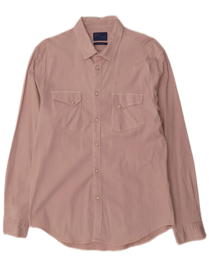 Zara Herre Slim Fit Shirt XL Pink Bomuld