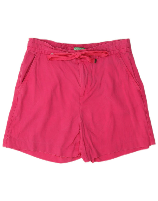 Benetton Dame Højtalje Casual Shorts Medium W30 Pink Lyocell