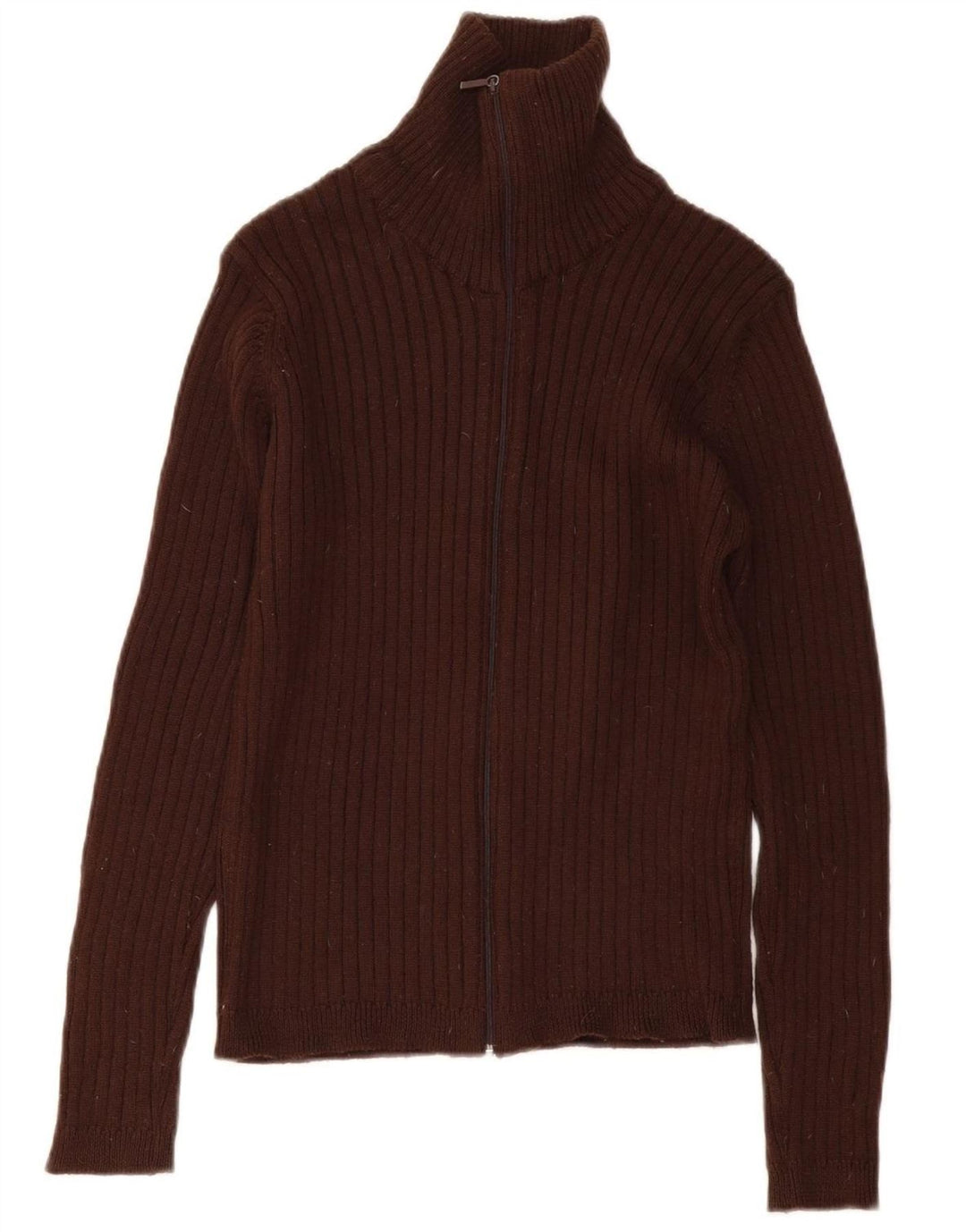 Zara Dame Cardigan Sweater UK 14 Medium Brun Uld
