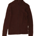 Zara Dame Cardigan Sweater UK 14 Medium Brun Uld