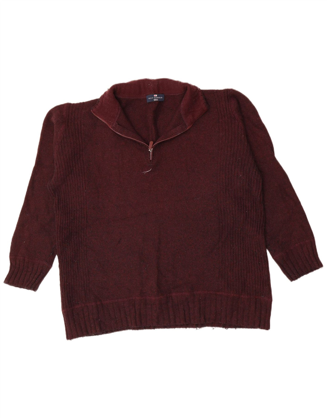 Marks & Spencer Herre sweater med lynlåshals Stor Bourgogne lammeuld