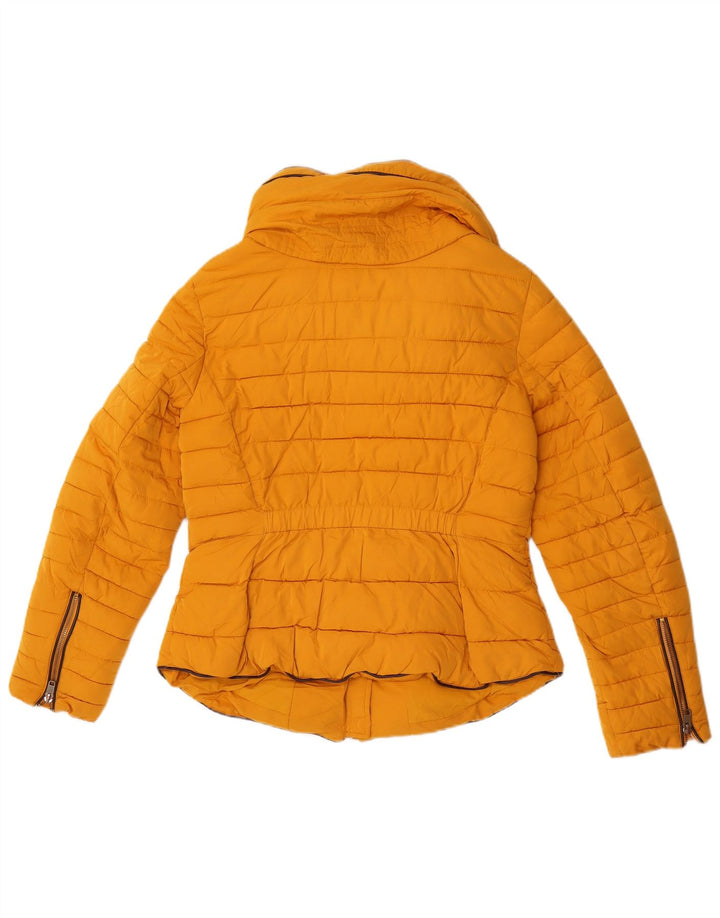 Zara Dame Hætte Polstret Jakke UK 16 Stor Gul Polyester