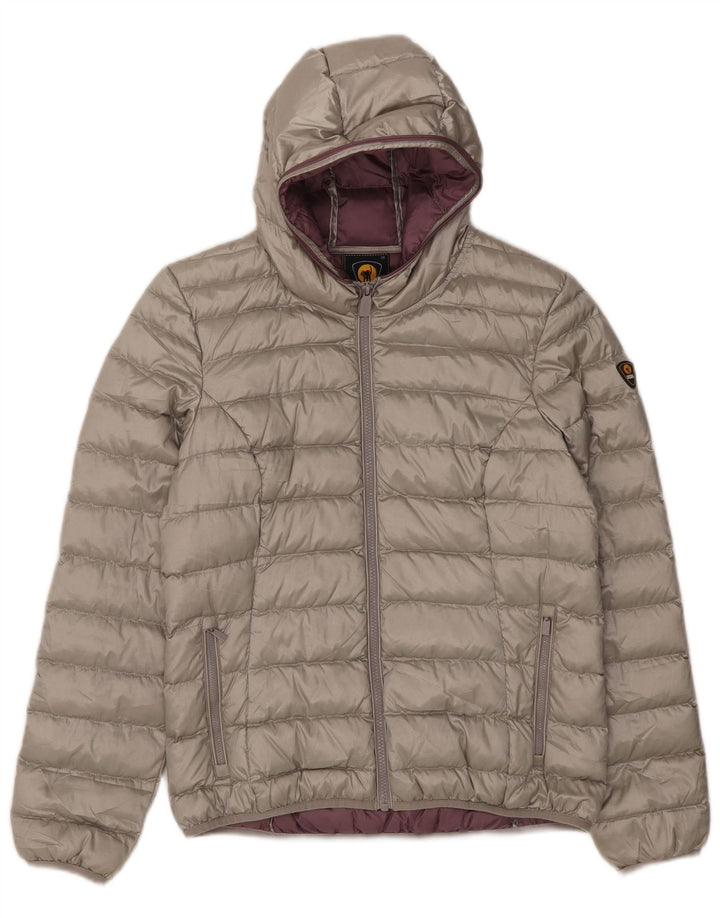 Ciesse Piumini Womens Hooded Padded Jacket UK 12 Medium Silver Polyester
