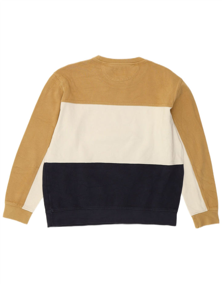 Zara Herre Sweatshirt Jumper Stor Beige Colourblock Bomuld