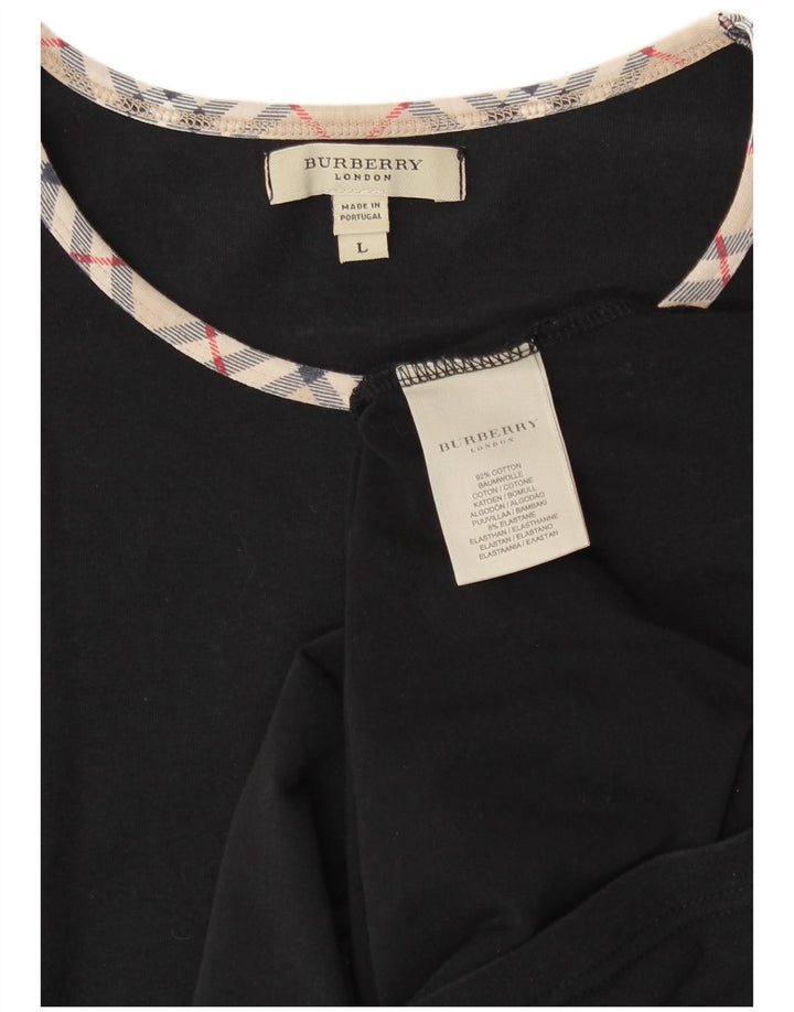 Burberry Dame Top Langærmet UK 14 Stor Sort Bomuld