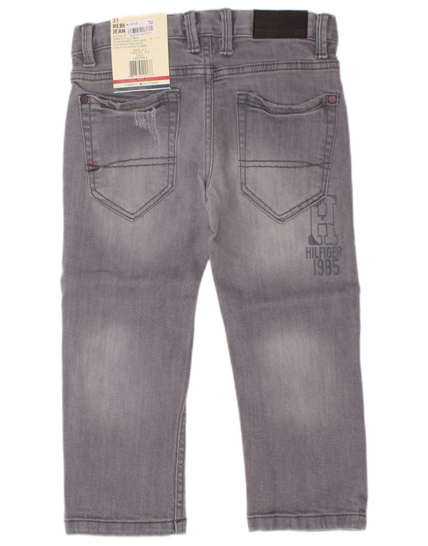 Tommy Hilfiger Boys Distressed Straight Jeans 2-3 år W22 L15 Grå Bomuld