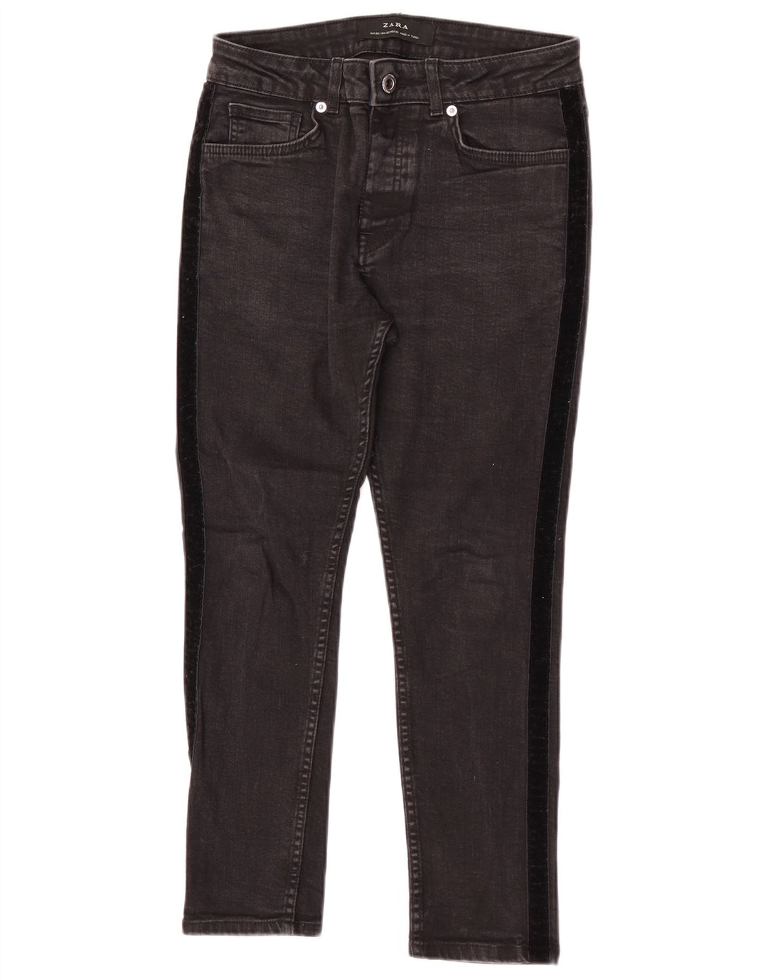 Zara Herre Cropped Jeans EU 38 Small W30 L24 Black Colourblock