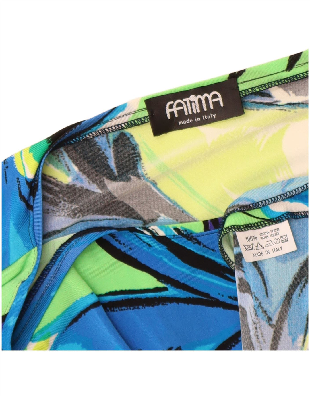 Vintage Dame Top 3/4 ærmer UK 12 Medium Multicolored Floral Viscose