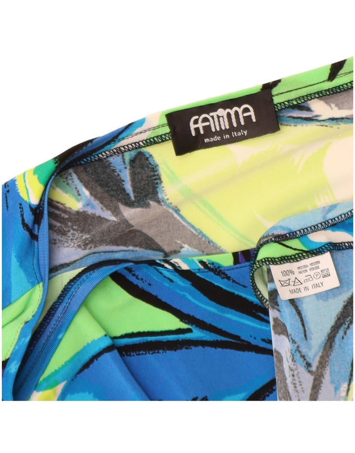 Vintage Dame Top 3/4 ærmer UK 12 Medium Multicolored Floral Viscose
