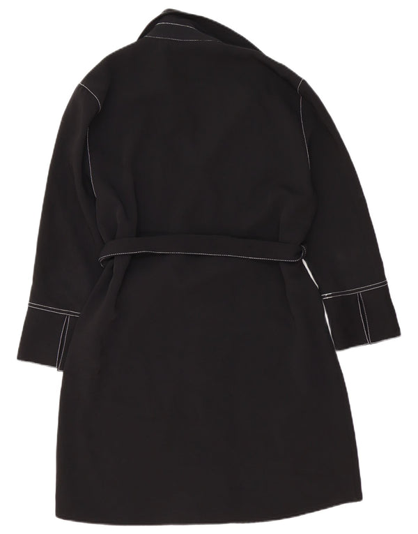 Zara Dame 3/4 ærmet skjortekjole UK 10 Small Black Polyester