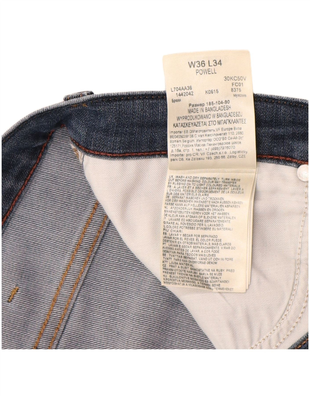 LEE Herre Powell Slim Jeans W36 L30 Marineblå Bomuld