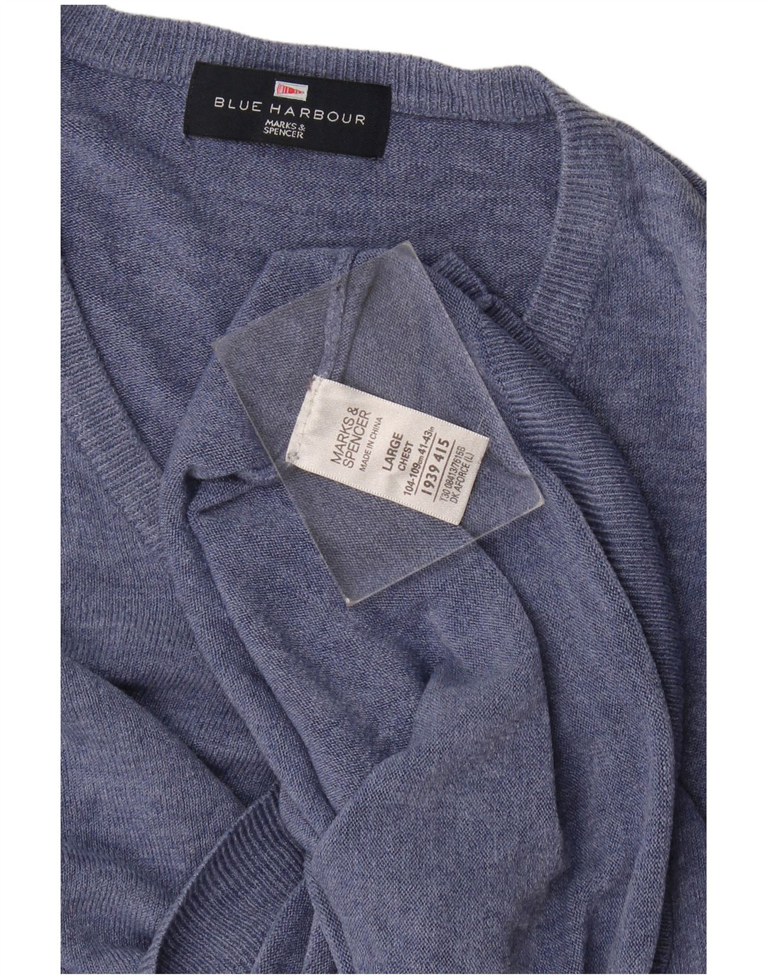 Marks & Spencer Herre Blue Harbor V-hals sweater Stor blå akryl