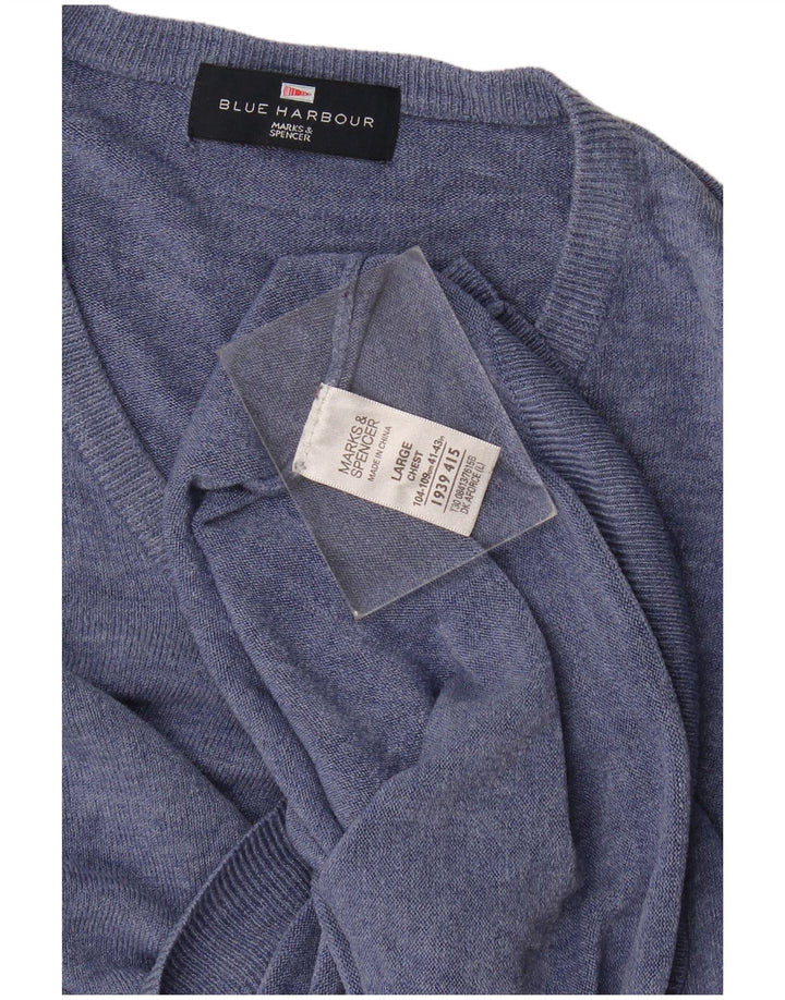 Marks & Spencer Herre Blue Harbor V-hals sweater Stor blå akryl