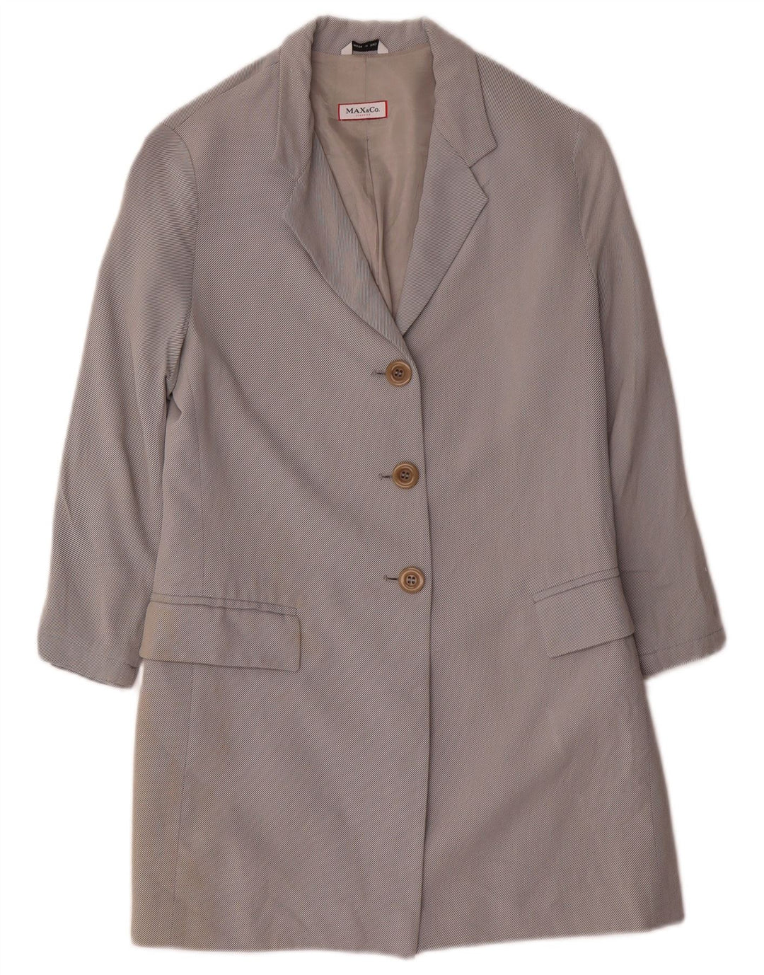Max & Co. Dame Longline 3-knaps blazerjakke UK 10 Small Grey Viscose