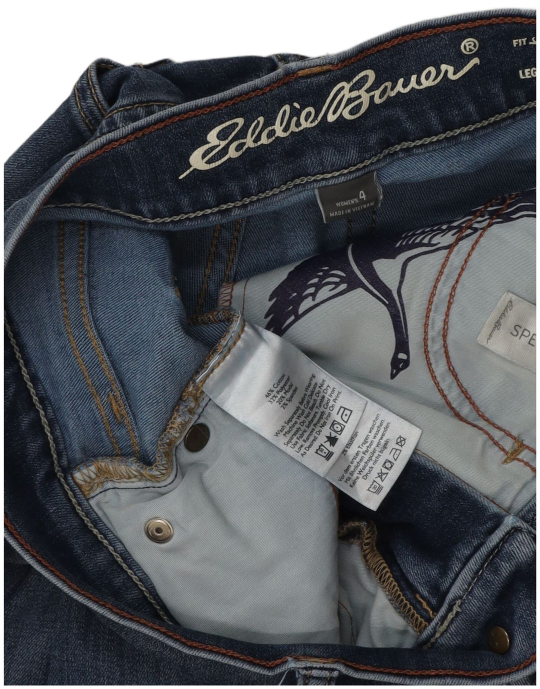 EDDIE BAUER Dame Slightly Curvy Slim Jeans US 4 Small W28 L30 Blue